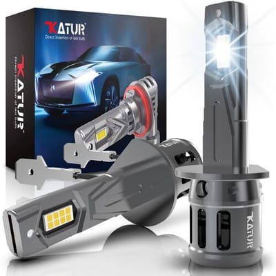 KATUR H1 LED-koplampen, 100W 30000LM 6000K Xenon Wit H1 Koplamp Gloeilamp 1:1 Mini Formaat Plug and Play H1 LED-lamp, Verpakking van 2