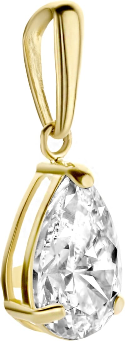 New Bling 9NBG-0219 Gouden Hangertje - Dames - Zirkonia - Druppel - 8 x 5 mm - 14 Karaat - Goud