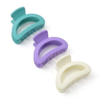 Set van 3 matte haarclips – haar klemmen – dames – kunststof haar accessoires – mintgroen, lila en crème – moderne open boog vorm – stevige grip voor dagelijks gebruik