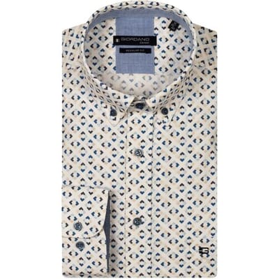 Giordano Overhemd Ivy Button Down Linnen Look Graphic Pattern Navy-Multi / male