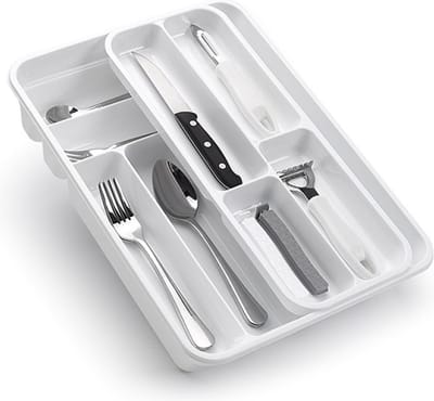 PlasticForte Bestekbak - wit - 10-vaks - 2 lagen - besteklade - organizer