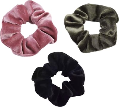 Scrunchie 3 stuks Velvet Extra Vol en Luxe - haarelastiek haarwokkel scrunchies - roze - groen - zwart - Kraagjeskopen.nl