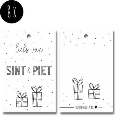 8x Sinterklaas Label / Kaartje van karton / Cadeaulabels / Labels | LIEFS VAN SINT & PIET