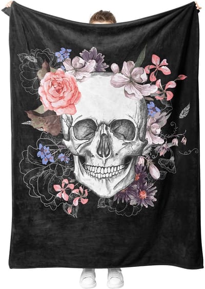 NTH products- Halloweendeken 150x200 cm - Flanellen Deken - Warmte - Schedelmotief - Knuffeldeken - Zacht en Ademend - Dekens