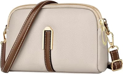Schoudertas Dames - Crossbody Tas - Dagelijks Gebruik - Textuur Granen - 20 x 7 x 14 cm - Beige