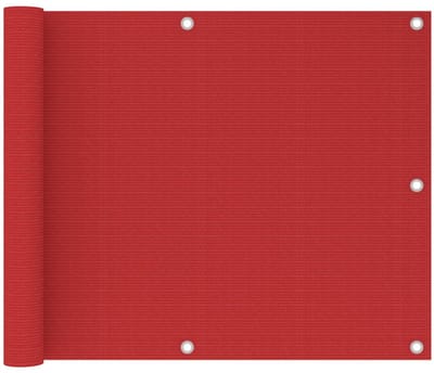 Balkonscherm - 75x600 cm - HDPE - Rood - XL Privacy Doek - Ademend & Weersbestendig - Windbescherming & UV-bestendig Balkonzeil - Inclusief Bevestigingskoord