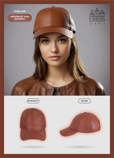Urban 5884® Leren Baseball Cap - Unisex - Verstelbaar - 100% Echt Lamsleer - Brandy - One Size