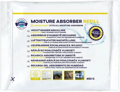 Limpro Vochtvanger navulling - 1 stuk - 450 gram - lemon - Pearls - neemt tot 50% meer vocht op
