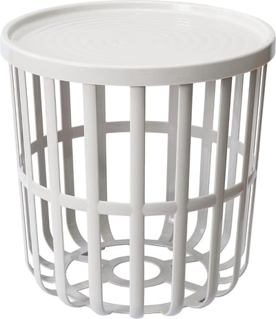 BranQ - Bijzettafel - Salontafel - Rond - Met opbergmand - 40 x 40 x 40 cm - Wit