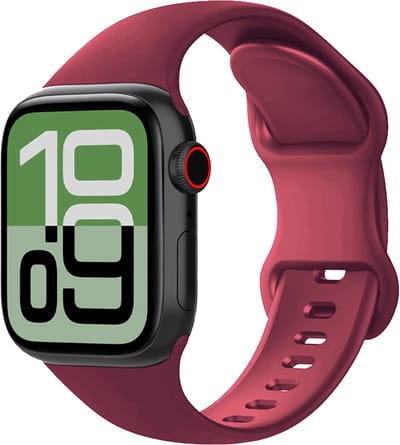 Siliconen Bandje Geschikt voor Apple Watch 1, 2, 3, 4, 5, 6, 7, 8, 9, SE - 38/40/41 mm Bandje Siliconen - Horloge Band Verstelbaar Polsband - Donkerrood