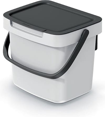 Keden GFT aanrecht afvalbak - creme wit - 3L - afsluitbaar - 19 x 17 x 15 cm - klepje/hengsel - afval scheiden