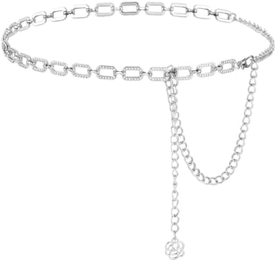 Dailygoods- Taille Riem Verstelbaar - Dames Riem - Metalen Ketting - Strass Hanger - Vintage Stijl - Elegant met Kristallen - Kettingriem