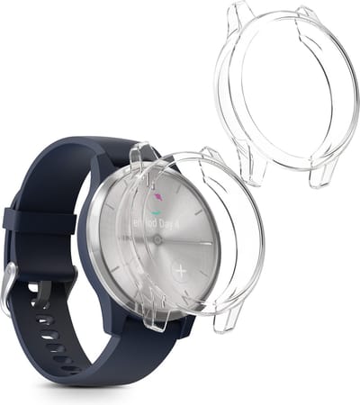 kwmobile 2x Hoes voor geschikt voor Garmin vivomove 3S - Siliconenhoes voor sporthorloge transparant
