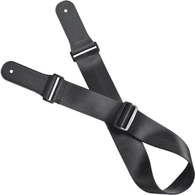 Gitaarband Akoestisch Elektrisch Bas Ukulele Nylon Riem Verstelbaar TopGrain Leer Hoofd(Zwart ) zwart