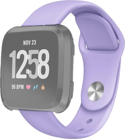 By Qubix - Compatible Fitbit bandje - geschikt voor Fitbit Versa 1/ 2 & Lite siliconen bandje - Maat: Small - Lila Smartwatchbandje bandje Armband Polsband Strap Band Watchband