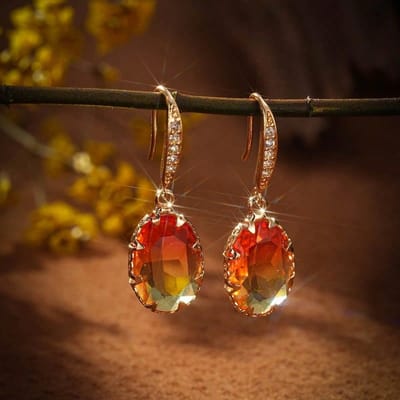 1 Paire Boucles d'Oreilles Pendantes Zirconium Cubique Bijoux en Cuivre one-size jaune