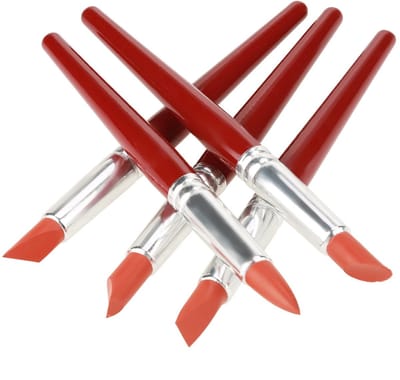 Dailygoods- Graveerpunt Set van 5 - Siliconen Pen met Rode Rubberen Punt - Ergonomisch Ontwerp - Lengte 18 cm - Lichtgewicht 75 g - Geschikt voor Sculptuur - Graveerpen