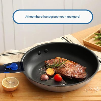 Afneembare Pannengreep - Verwijderbare Handgreep - Veilig Koken - Antislip Siliconen Grip - 18x4cm - Zwart