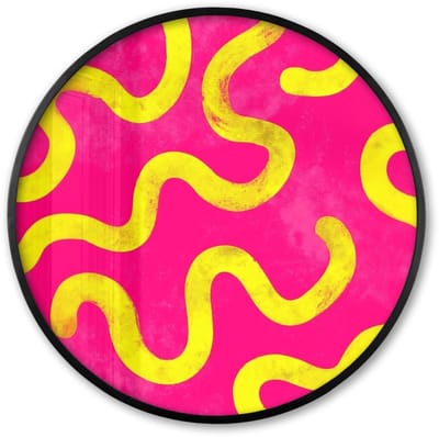 Poster in lijst Rond - Fotolijst 60x60 cm - Posters - Lijn - Geel - Abstract - Ronde posterlijst zwart - Decoratie - Wanddecoratie woonkamer - Muurdecoratie slaapkamer