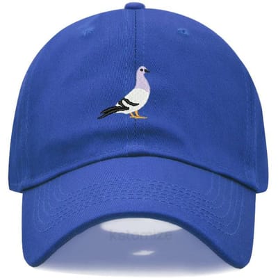 Casquette de Baseball Broderie Pigeon Pour Femmes Hommes Mode Réglable Coton Doux Lavé Chapeau Papa Unisexe Casquettes de Golf Classiques blue