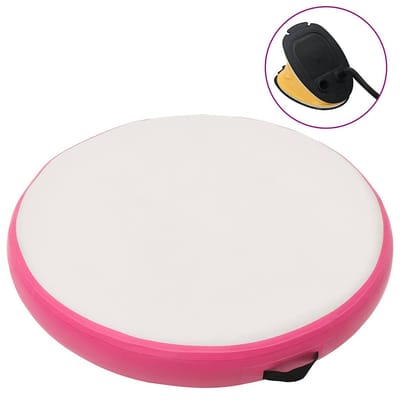 vidaXL - Gymnastiekmat - met - pomp - opblaasbaar - 100x100x15 - cm - PVC - roze