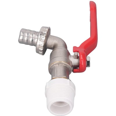 Kwartslag kogelkraan Kogelkraan Afsluiter met 15mm Aftapaansluiting 34 PVC en 12 Messing