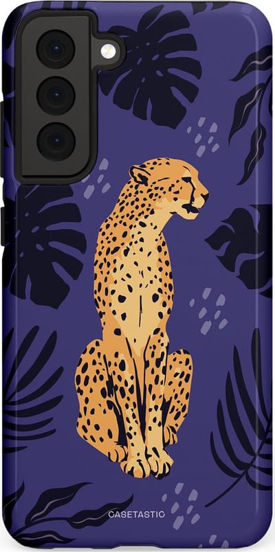 Casetastic Hoesje Geschikt voor Samsung S21 FE - Stijlvolle Beschermende Duo-layer Case - Cheetah elegantie