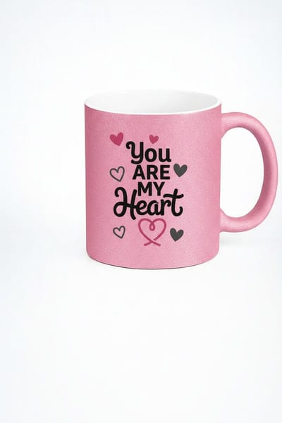 Roze Glitter Mok 'You Are My Heart' - Valentijn Liefdes Cadeau