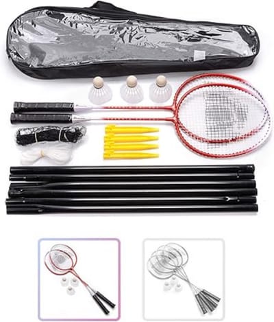 Badmintonnet - Sportnet - Volleybalnet - Tennisnet - Badmintonnet - Complete Set met Stokken, Net, Grondpinnen en Spanner Touwen - Multifunctioneel Inzetbaar