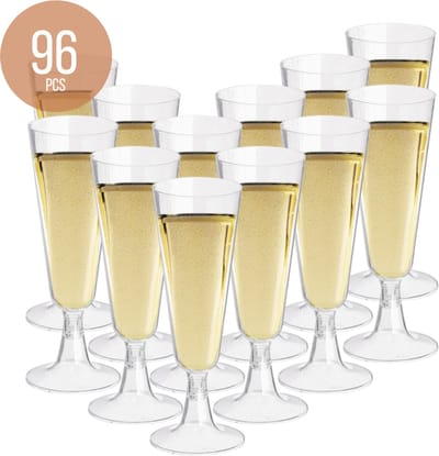 OTIX Champagneglazen Plastic 96 Stuks - 150ml - Elegante Look - Herbruikbaar & Transparant - Kunststof Champagne Glazen - Voor Bruiloft, Verjaardag & Feest - MERIDIAN