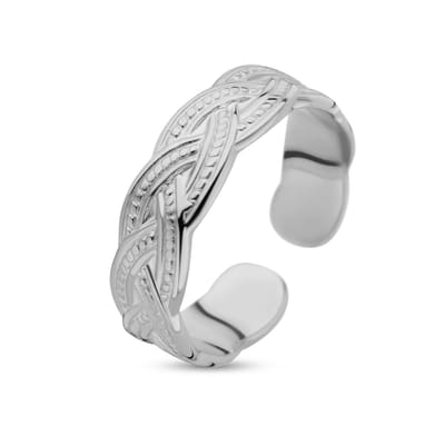 CO88 Collection Stalen Gevlochten Ring - Dames Ring - Maat 50 - Zilverkleurig - 8CR-10047-50