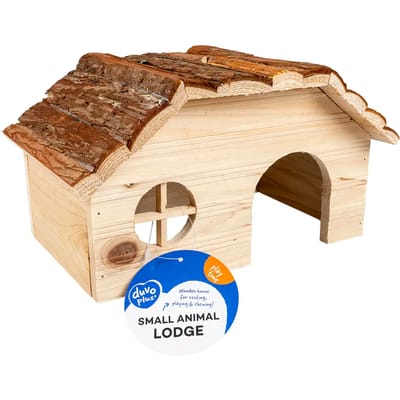 Duvoplus - Hok - Knaagdier - Knaagdieren Houten Lodge Schorsdak 28x18x16cm - 1st