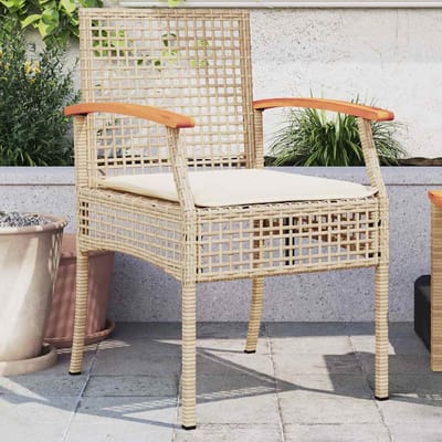 vidaXL - Tuinstoelen - 2 - st - met - kussens - poly - rattan - en - acaciahout - beige