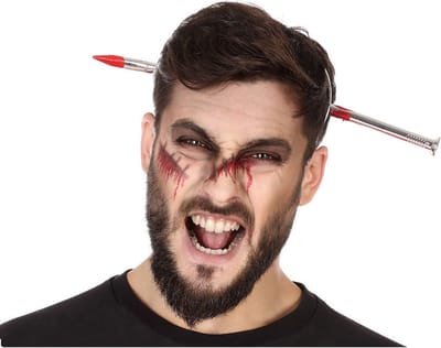 Halloween/horror verkleed hoofdband - dikke pech - spijker door je hoofd - kunststof