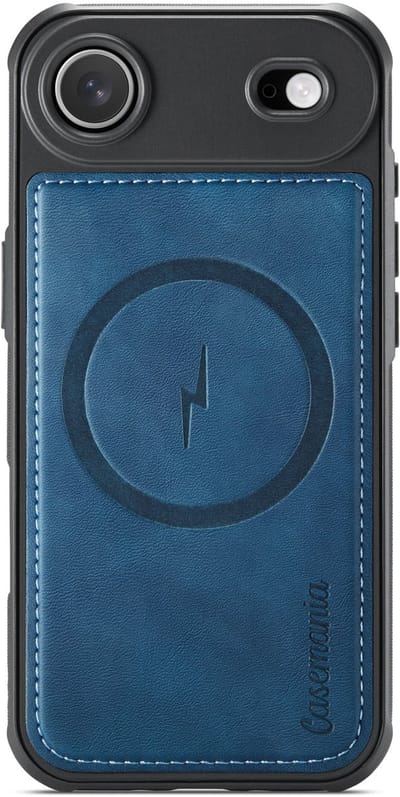 Casemania Hoesje Geschikt voor Apple iPhone Air - Navy Blue - Magnetische Telefoonhoesje Compatibel met MagSafe - Kunstleer Back Cover met Anti-Slip Grip Randen
