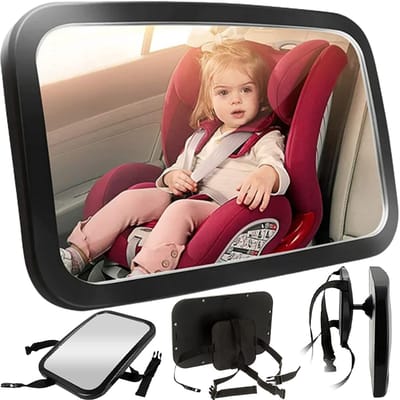 Dailygoods- Autospiegel 360 Graden Draaibaar - Achteruitkijkspiegel - Baby Spiegel - Dodehoekspiegel - Auto Spiegel Kind - Duurzaam Materiaal 30 cm x 19 cm - Achterbankspiegel