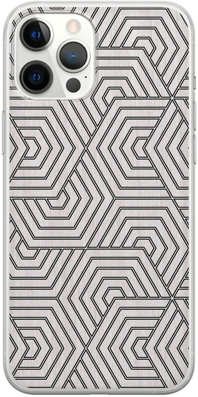 Leuke Telefoonhoesjes - Hoesje geschikt voor iPhone 12 Pro Max - Geometrisch - Soft case - TPU - Print / Illustratie - Grijs