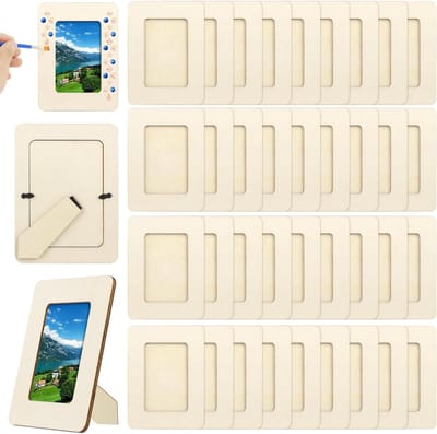 36 stuks onafgewerkte houten fotolijsten voor knutselprojecten, DIY decoratie en schoolambachten, overschilderbare lijsten voor creatief gebruik