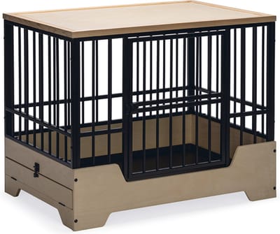Designed by Lotte Bench Hondenbench Meubel Quirine - Hondenmand - Met lade - Metaal/Hout - L - 92x62x76 cm