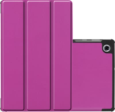 Hoes - Geschikt voor Lenovo Tab M10 FHD Plus (2e / 2nd Generatie) - Dun & Stevig - Trifold Bookcase - Hard Cover - Hardcover Book Case - Tablet Hoesje - Paars