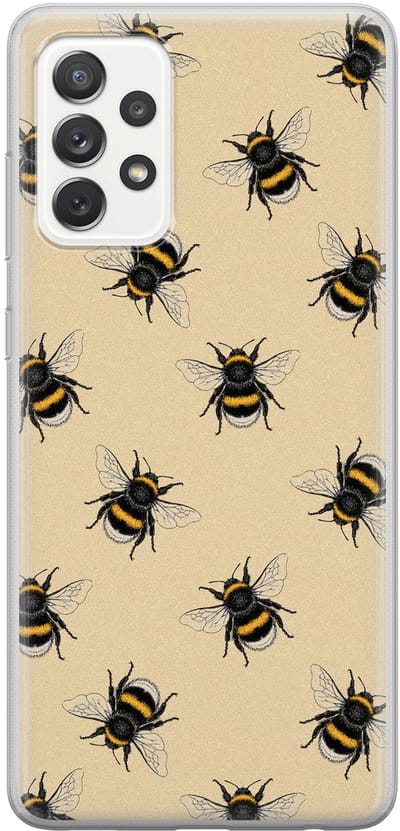 Leuke Telefoonhoesjes - Hoesje geschikt voor Samsung Galaxy A52 5G - Bijen print - Soft case - TPU - Print / Illustratie - Geel