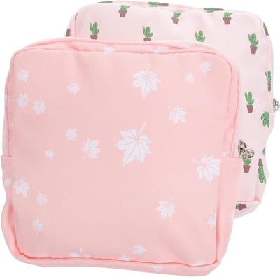 Opbergtas Maandverband - Toilettasje Organizer - Privacy Behoud - Compact Ontwerp - 16x15x2 cm - Katoen Aluminium