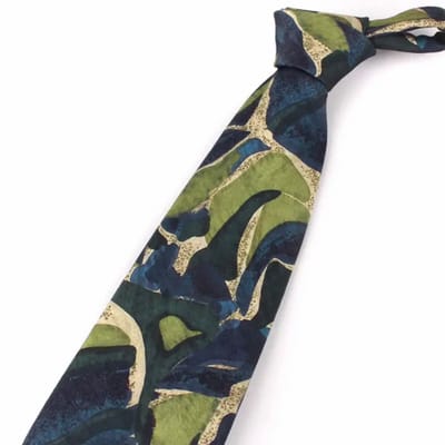 Stropdas blauw groen polyester - Charme Bijoux