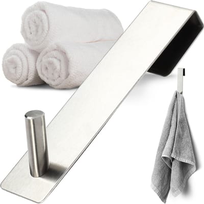 KADAX Deurhaken om op te hangen, deurkaphaken, deurkledinghaken, kledinghaken, deurkapstokhaken, deurkledinghaken van roestvrij staal (zilver, 1 stuk, enkel)