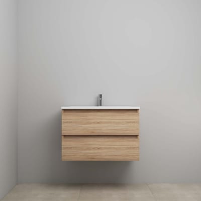 On-Line Onderkast - 60 cm - Voorgemonteerd - Acryl Wastafel - 1 Kraangat - Eiken