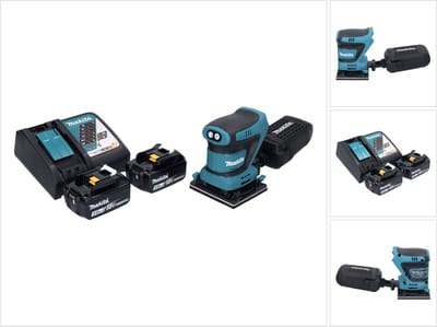 Makita DBO 480 RF accu-excentrische schuurmachine 18 V 112 x 102 mm + 2x accu 3,0 Ah + oplader