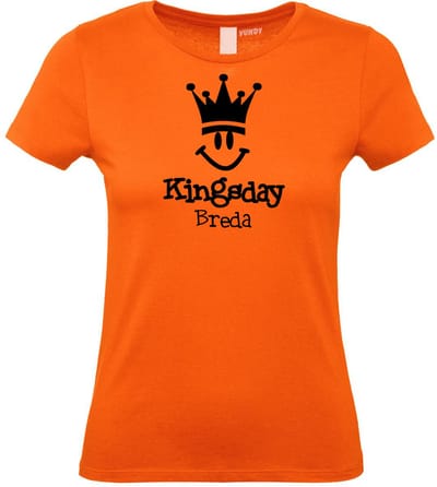 Dames t-shirt Breda Smiley | Oranje Dames | maat XS