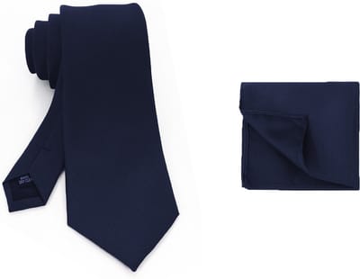 Sorprese Stropdas met Pochet - Donkerblauw - 7.5cm - Micro Ribstructuur - Stropdassen - Pochette - Cadeau