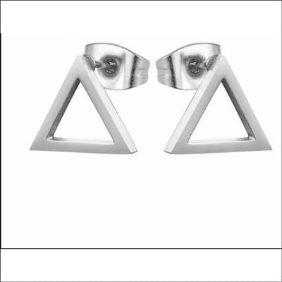 Aramat Jewels | Oorbellen | RVS Open Driehoek Oorbellen Diverse Kleuren 10mm - Geometrische Oorstekers | Zilverkleurig-10mm | |9mm | Staal | Kinderen, Volwassenen | Verkleurd niet