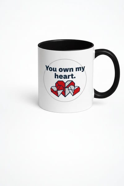 Unieke Mok 'You Own My Heart' met Geometrische Harten | Romantisch Liefdescadeau